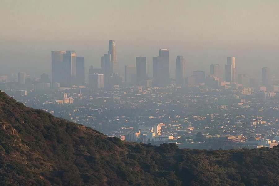 Downtown Los Angeles skyline seen from the Griffith Park hills